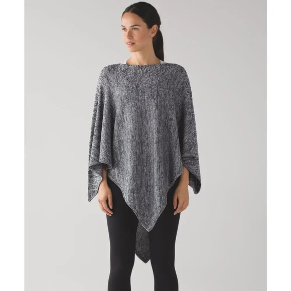 Lululemon Mantra Scarf Poncho in Heathered Black and White - Picture 1 of 12